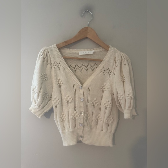 Anthropologie Pointelle top ASTR The Label Peyton Cardigan Small shirt - Picture 2 of 4